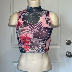 Missguided Crop Top with Mesh Overlay